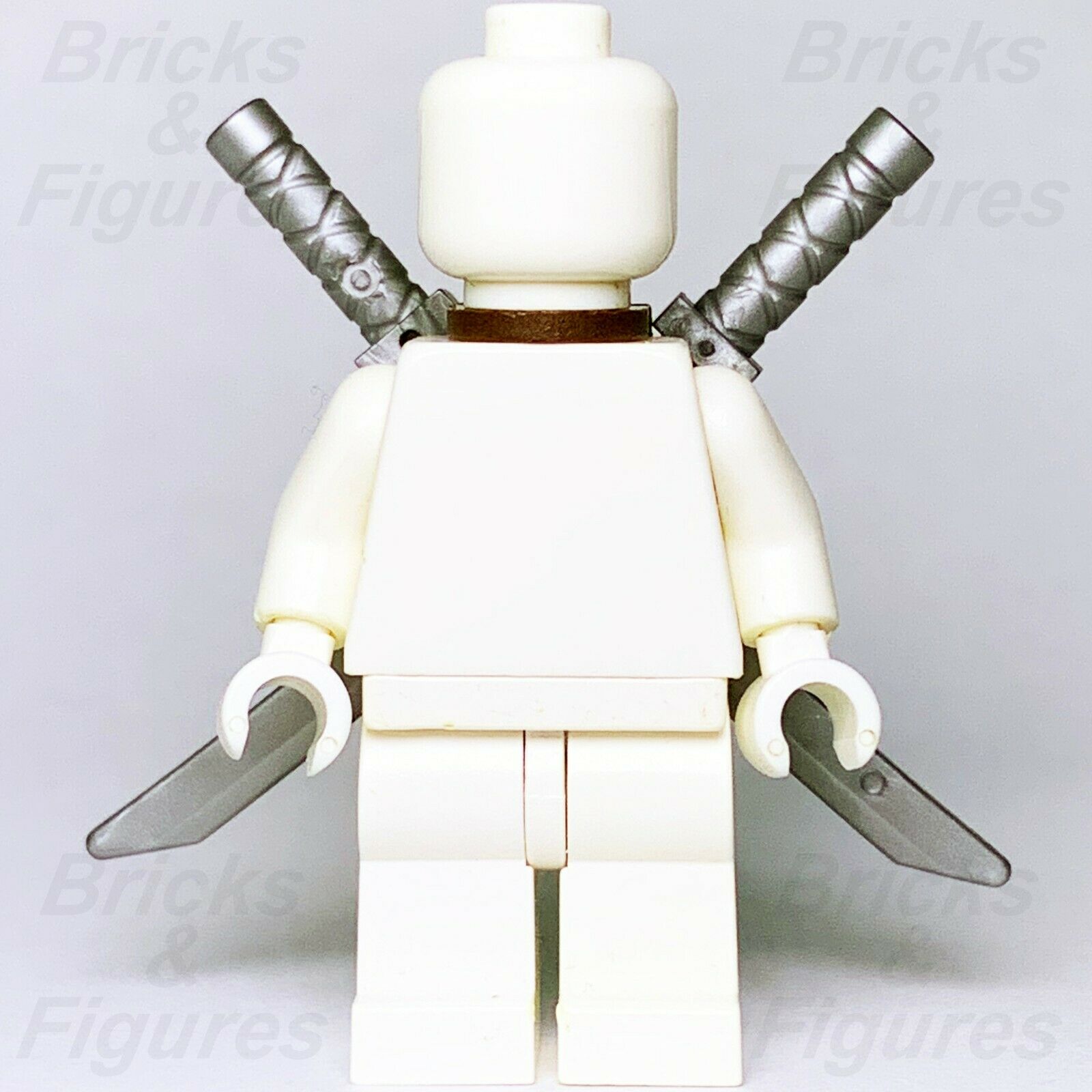 Ninjago LEGO Dark Brown Ninja Scabbard & 2 x Flat Silver Katana Swords Part - Bricks & Figures