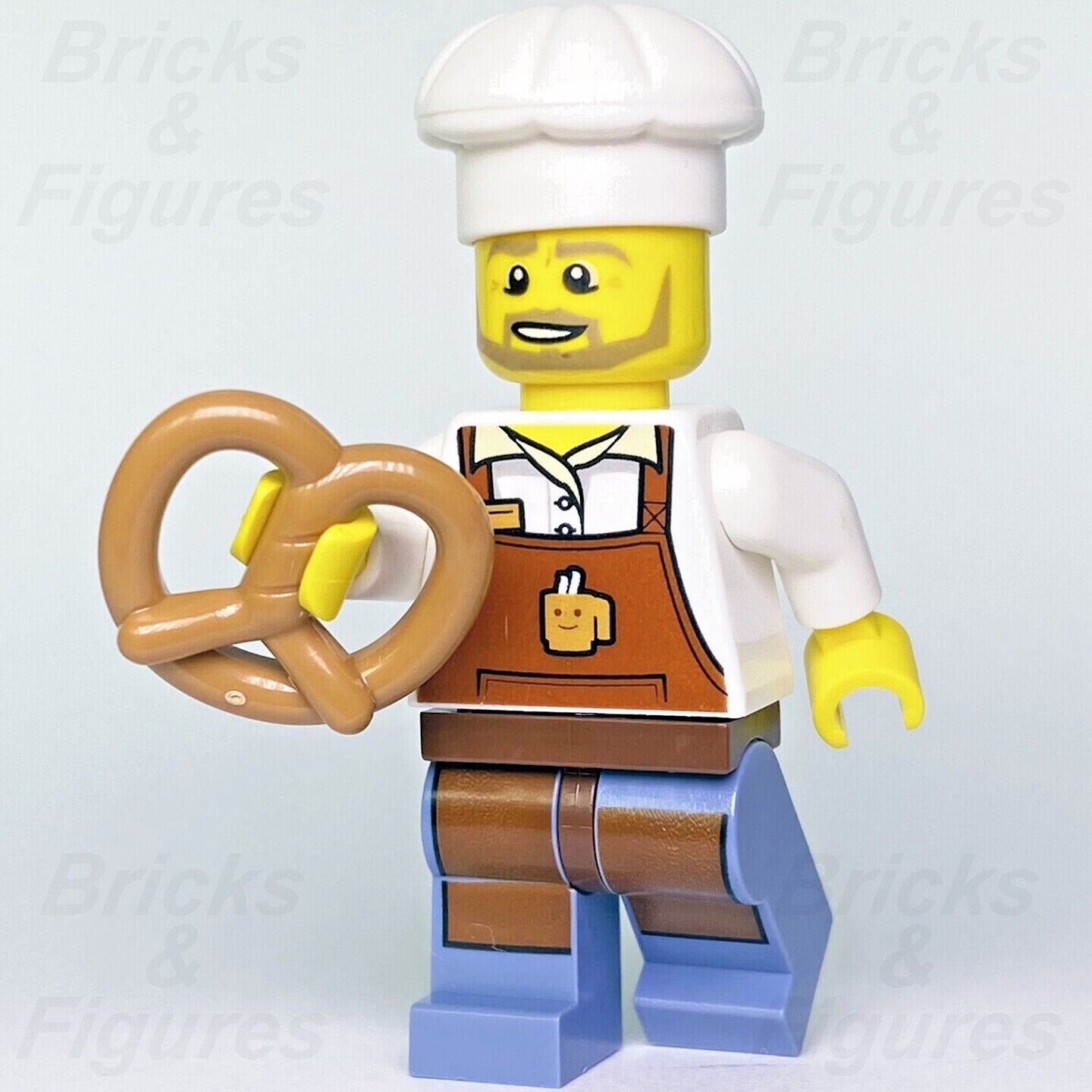 Town City LEGO Baker with Brown Apron White Chef Toque Minifigure 60306 cty1268 - Bricks & Figures