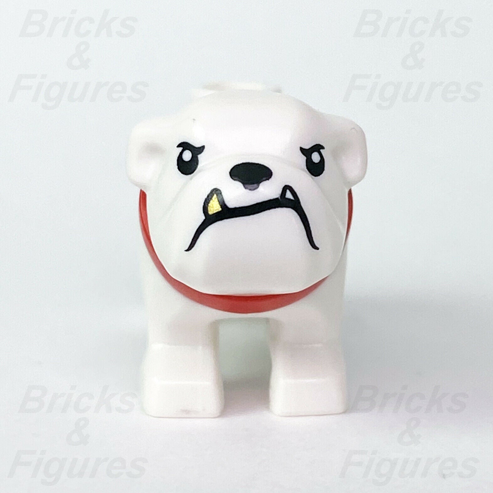 Town & City LEGO White Bulldog Dog with Red Collar & Gold Tooth Police 60246 - Bricks & Figures